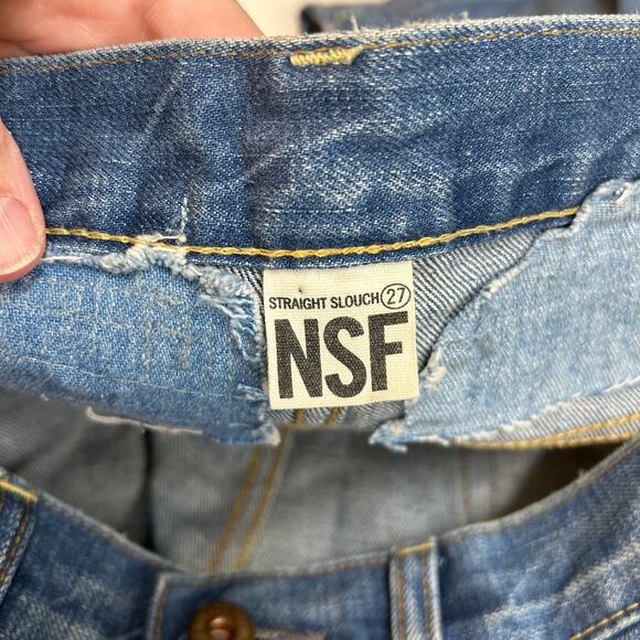 Straight Slouch NSF Jeans Womens 27 Distressed Destroyed Sashiko Mending Art - Picture 6 of 7